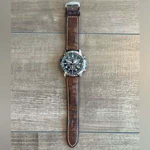 Citizen Eco-Drive e820-s061636 Mens Watch Titanium Original Brown Leather Strap